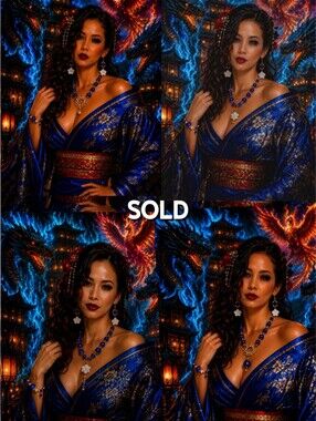 SOLD* Artisan COBALT BLUE MOONGLOW 5 IN 1 REVERSABLE-REMOVABLE Pendant/Clasp Set